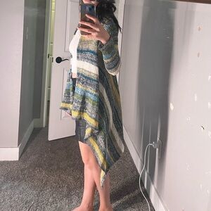 Striped, Knit Open Cardigan